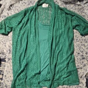 Size M Kim Rogers Green 2 piece blouse